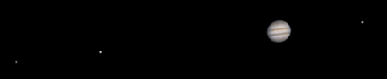 Jupiter, Callisto, Ganymede, and Europa from MGS