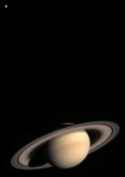 First Cassini Image of Saturn and Titan