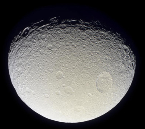Saturn's Moon Tethys from Cassini on October 28, 2004